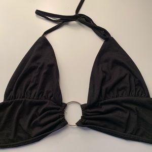 SHEIN Black Ring Tie Top